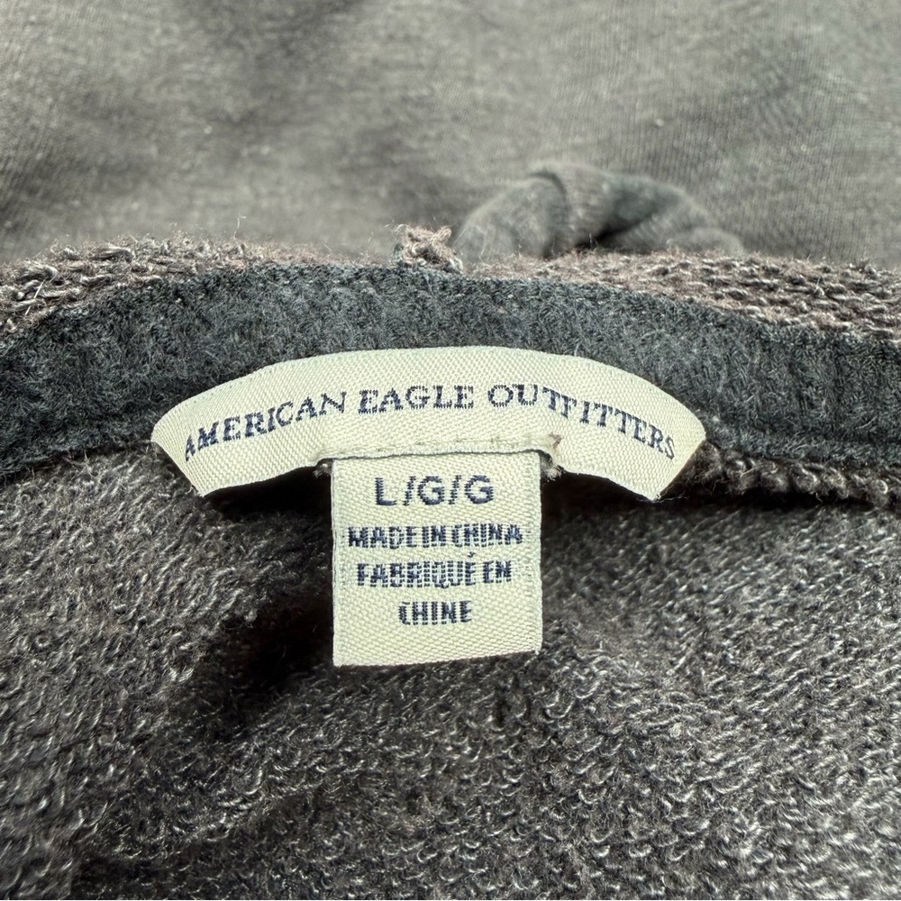 American Eagle Outfitters Floral Embroidered Hoodie Sweatshirt Dark Gray Large L - Picture 5 of 9